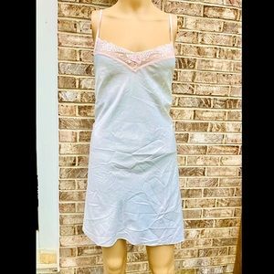 White with Pink Lace Chemise Slip or Nightgown